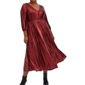 Torrid Red Liquid Knit Tea Length Dress